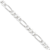 Sterling Silver 7mm Pave Flat Figaro Chain