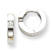 14k White Gold A Diamond hinged hoop earrings