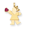 14k Girl with CZ July Birthstone Charm
