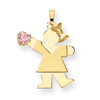 14k Girl with CZ October Birthstone Charm