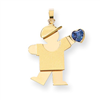 14k Boy with CZ December Birthstone Charm