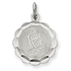 Sterling Silver Praying Hands Disc Charm