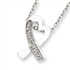 Sterling Silver CZ Heart Pendant on 16 Chain Necklace chain