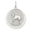 Sterling Silver Collie Disc Charm