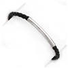 Sterling Silver Braided Black Leather Bracelet