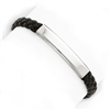 Sterling Silver Black Braided Leather Bracelet