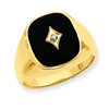 14k Rounded Square Mens Diamond and Onyx Ring Mountin ring