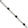 Sterling Silver 7inch Fancy Onyx & Mother Of Pearl Bracelet