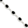 Sterling Silver 7inch Fancy Polished Onyx Bracelet
