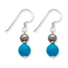 Sterling Silver Black Cultured Pearl & Turquoise Dangle Earrings