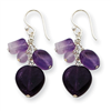 Sterling Silver Amethyst Heart Dangle Earrings