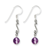 Sterling Silver Amethyst Antiqued Dangle Earrings