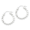 Sterling Silver Polished Beaded Hoop Earrings