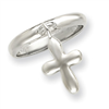 Sterling Silver Solid Cross Dangle Ring
