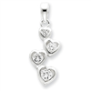 Sterling Silver Graduated CZ Heart Pendant