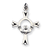 Sterling Silver Antiqued Claddaugh Cross Charm
