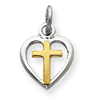 Sterling Silver & Vermeil Cross in Heart Charm