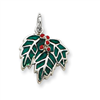 Sterling Silver Enameled Holly Charm