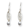 Sterling Silver Gray Cultured Pearl Filigree Dangle Earrings