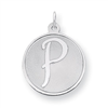Sterling Silver Brocaded Initial P Charm