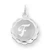 Sterling Silver Brocaded Initial F Charm