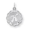 Sterling Silver Brocaded Initial K Charm