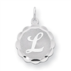 Sterling Silver Brocaded Initial L Charm