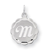 Sterling Silver Brocaded Initial M Charm