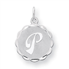 Sterling Silver Brocaded Initial P Charm