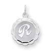 Sterling Silver Brocaded Initial R Charm