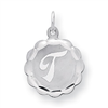Sterling Silver Brocaded Initial T Charm