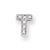 Sterling Silver CZ Initial T Slide
