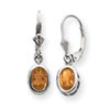 Sterling Silver 7x5mm Oval Citrine Leverback Earrings