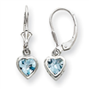Sterling Silver 5mm Heart Blue Topaz Leverback Earrings