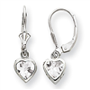 Sterling Silver 5mm Heart CZ Leverback Earrings