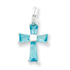 Sterling Silver Blue CZ Cross Charm