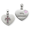 Sterling Silver Enameled & CZ Heart Cross Charm