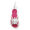 Sterling Silver CZ and Pink Enameled Flip Flop Charm