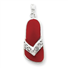 Sterling Silver Red Enameled CZ Flip Flop Charm