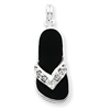 Sterling Silver Black Enameled Crystal Flip Flop Charm