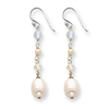 Sterling Silver White Cultured Pearl and Clear Crystal Earrings