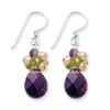 Sterling Silver Amethyst/Peridot/Peach Cultured Pearl Earrings