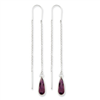 Sterling Silver Purple CZ Teardrop Threader Earrings