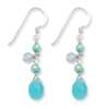 Sterling Silver Blue Topaz/Agate/Blue/Cultured Pearl Earrings