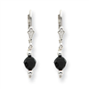 Sterling Silver Black Crystal Leverback Earrings