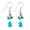 Sterling Silver Turquoise/Blue Crystal Antiqued Earrings