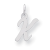 Sterling Silver Small Script Intial K Charm
