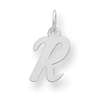 Sterling Silver Small Script Intial R Charm