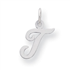 Sterling Silver Small Script Intial T Charm