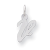 Sterling Silver Small Script Intial V Charm